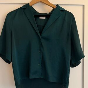 Wilfred Deep Teal Short-Sleeve Button-Front Blouse